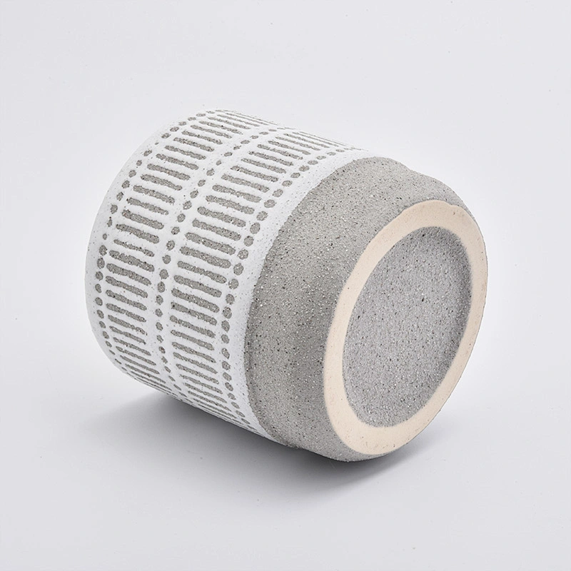 16oz Gray Sand Effect Ceramic Candle Holders Candle Jars for Home Decor
