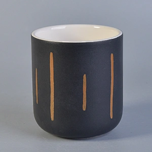 Supplier black empty cylinder ceramic candle holder jars 8oz
