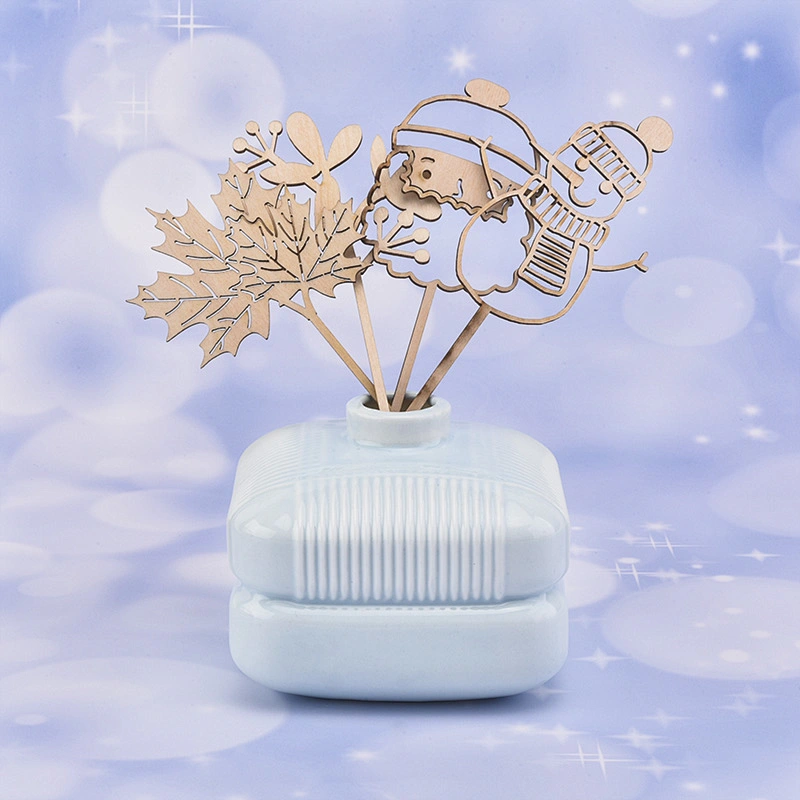 Luxury square blue ceramic reed diffuser bottles for home decorations