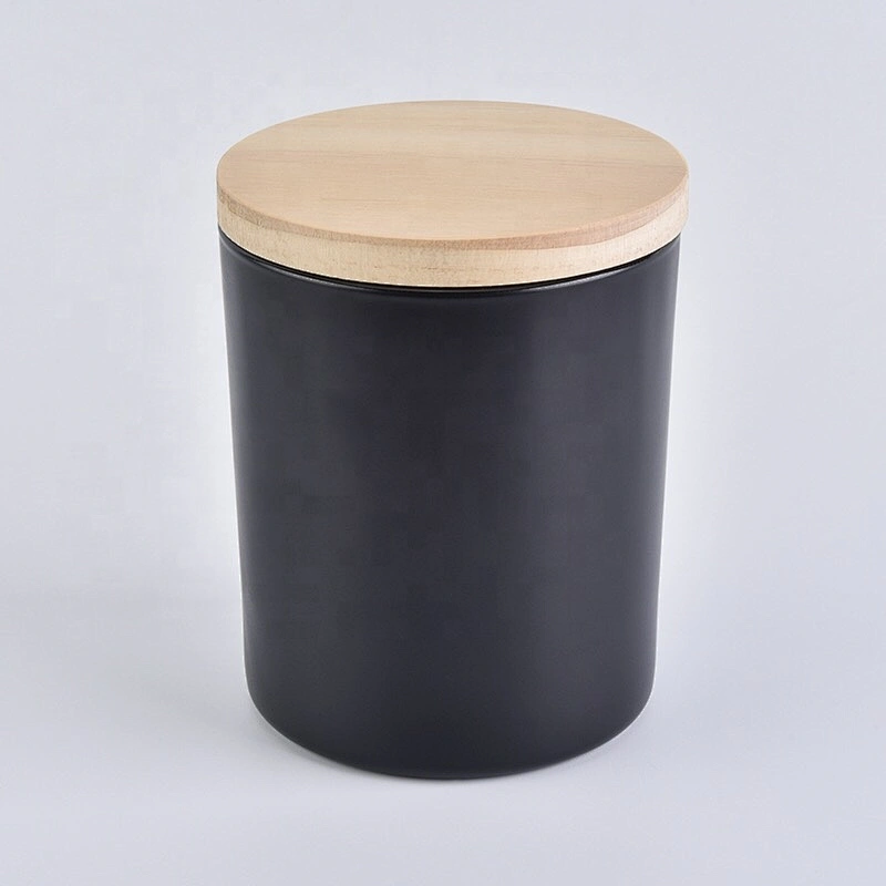 6oz 8oz 10oz Matte Black Glass Candle Jars with Lids