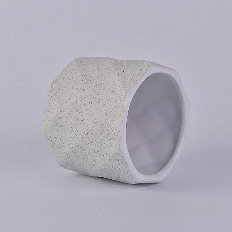Grey Embossed Ceramic Candle Holders