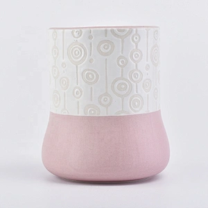 Luxury pink frosted candle ceramic vessel for home decor
