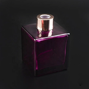 Purple square transparent glass  perfume diffuser bottles