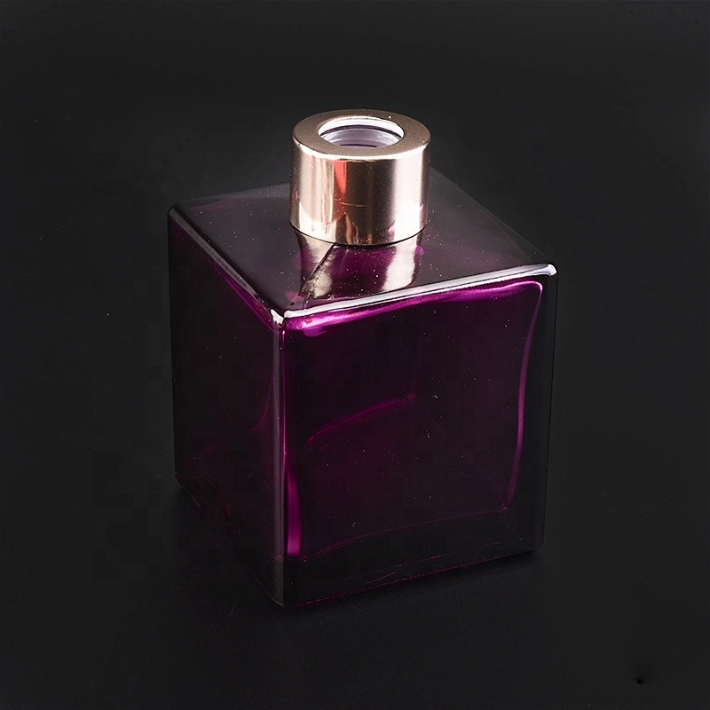 Purple square transparent glass  perfume diffuser bottles