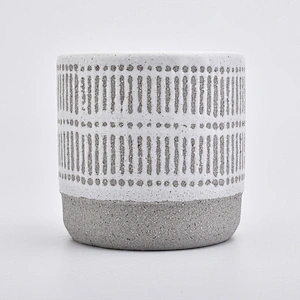 16oz Gray Sand Effect Ceramic Candle Holders Candle Jars for Home Decor