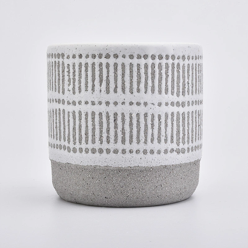 16oz Gray Sand Effect Ceramic Candle Holders Candle Jars for Home Decor