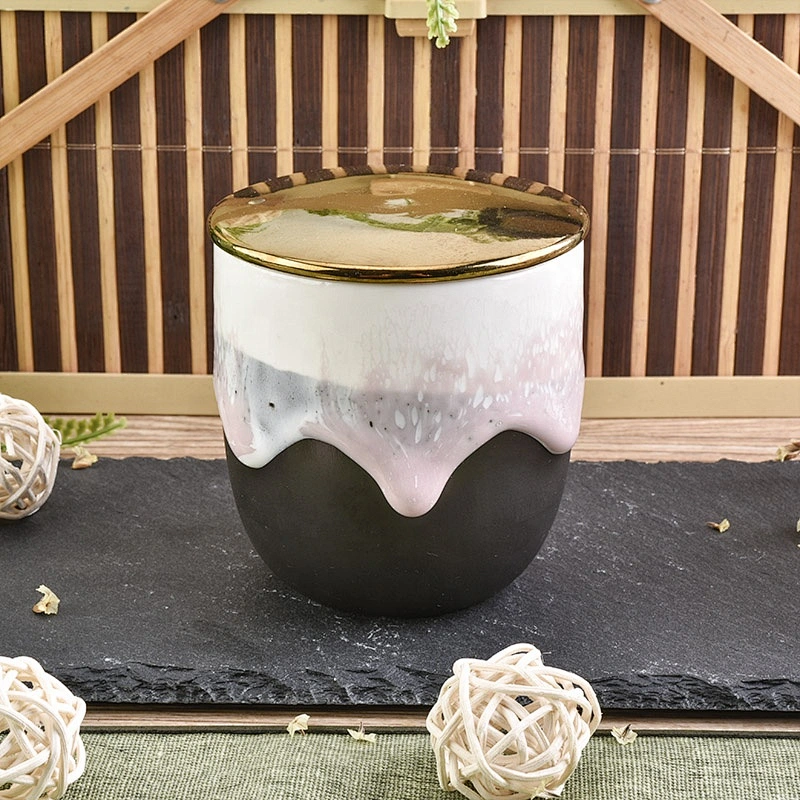 200ml 6oz Unique Ceramic Candle Holders With Metal Lids