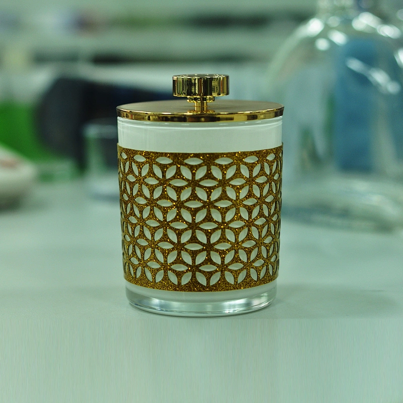 Wholesales Luxury decorative hollow candle jars 10oz with metal lid