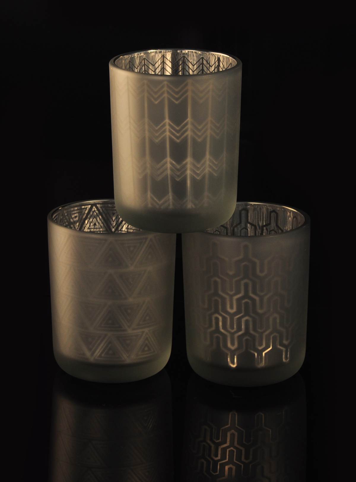 Silver Laser Engrave Glass Candle Holder Wholesale