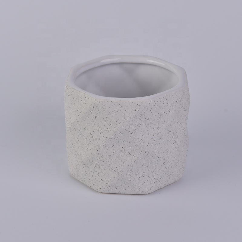 Gray Embossed Ceramic Candle Holders