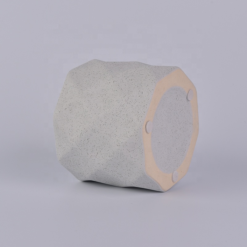 Gray Embossed Ceramic Candle Holders
