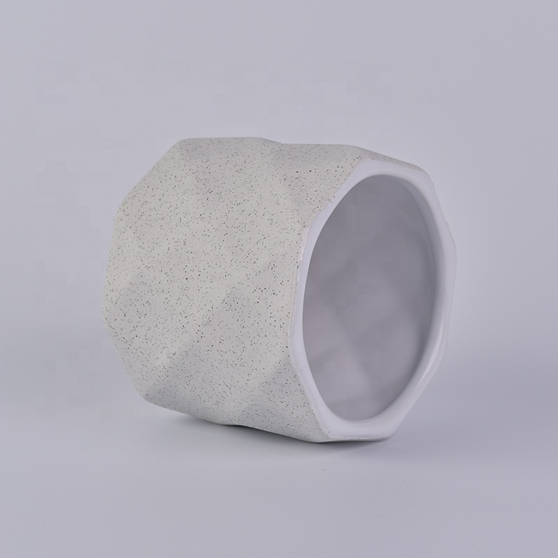 Gray Embossed Ceramic Candle Holders