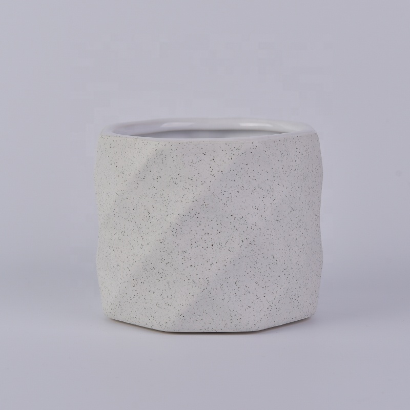 Gray Embossed Ceramic Candle Holders