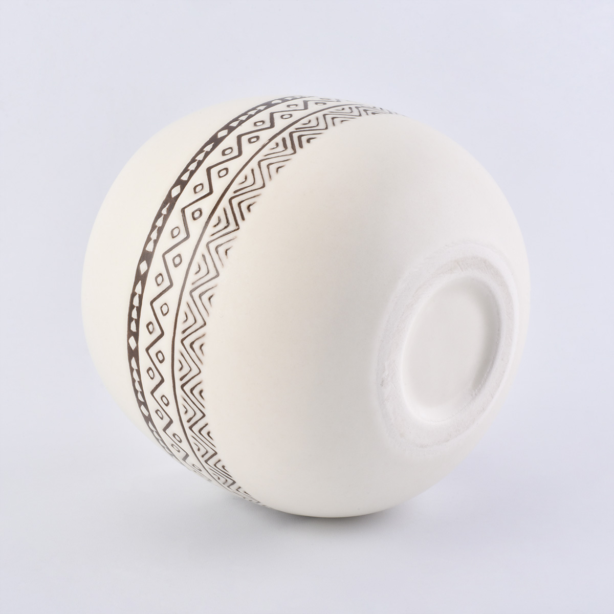 Ball Shaped Round Ceramic Candle Container With Lids