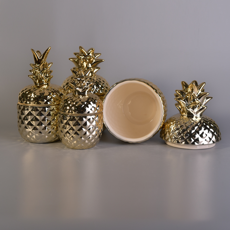 10oz Pineapple Ceramic Candle Jar With Lid