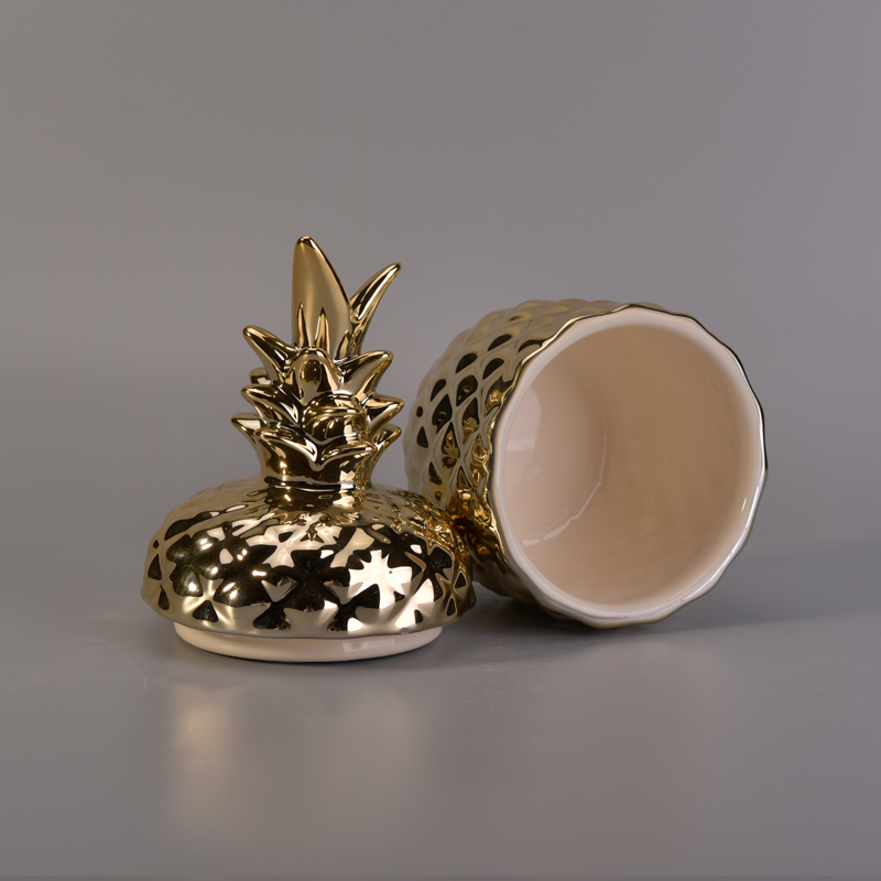 10oz Pineapple Ceramic Candle Jar With Lid