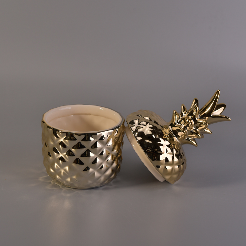 10oz Pineapple Ceramic Candle Jar With Lid