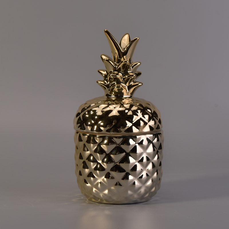 10oz Pineapple Ceramic Candle Jar With Lid