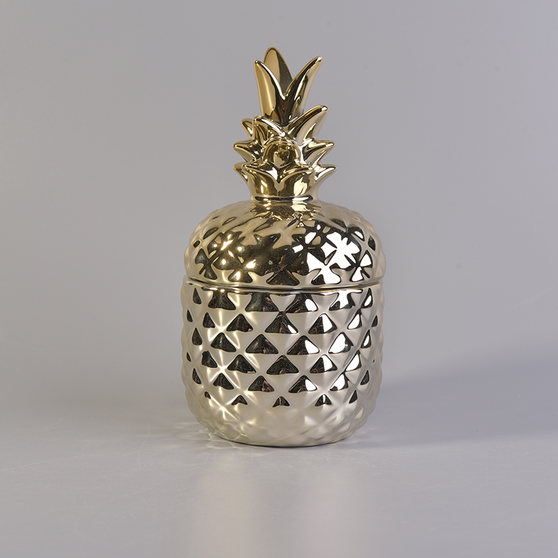 10oz Pineapple Ceramic Candle Jar With Lid