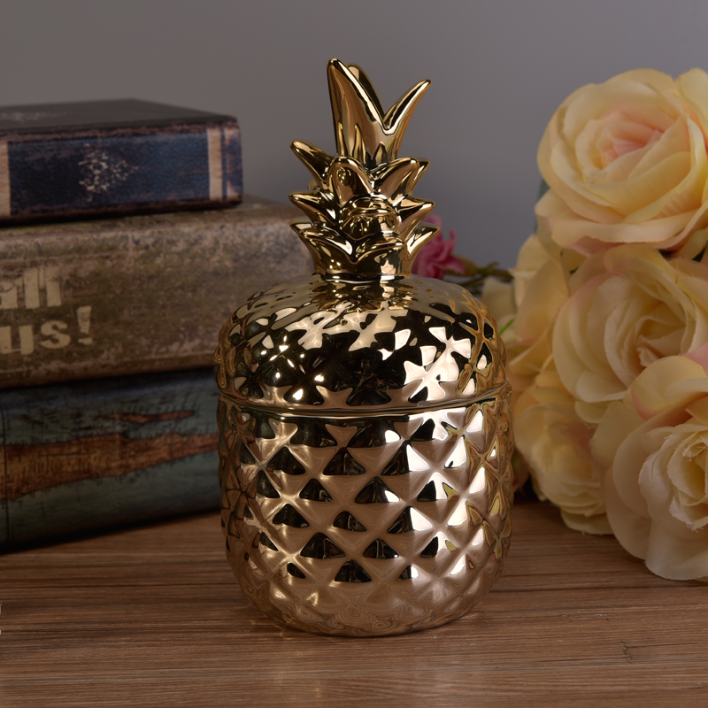 10oz Pineapple Ceramic Candle Jar With Lid