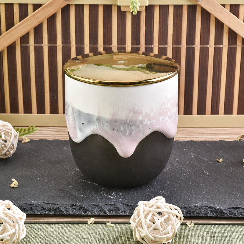 200ml 6oz Unique Ceramic Candle Holders With Metal Lids