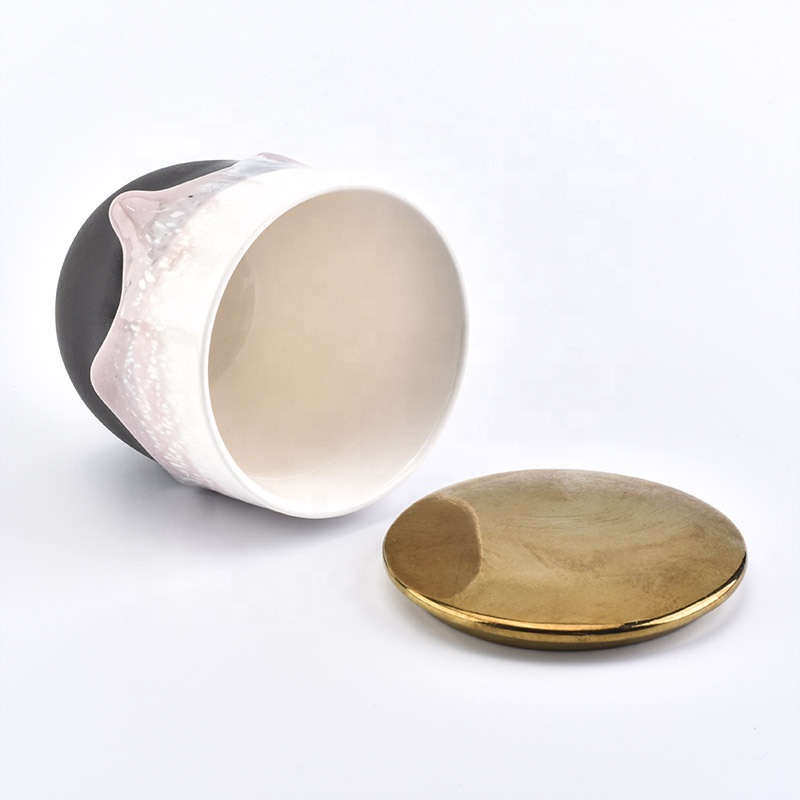 200ml 6oz Unique Ceramic Candle Holders With Metal Lids
