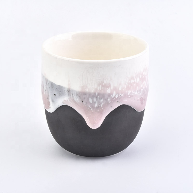 200ml 6oz Unique Ceramic Candle Holders With Metal Lids