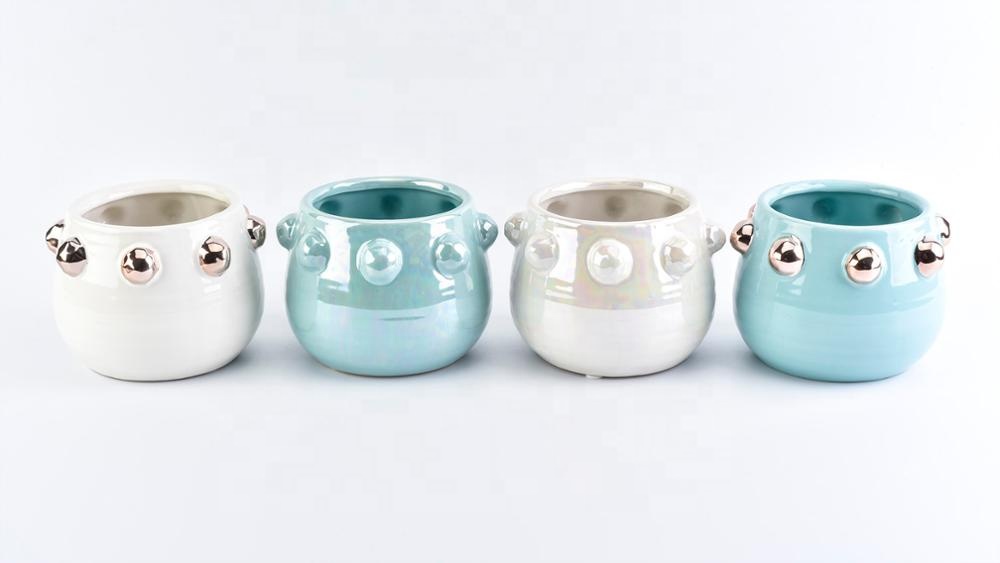 Lovely Ion Plating Candle Ceramic Container For Home Decoration