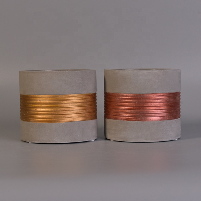 Luxury Christmas Concrete Candle Jars WIth Gold Decoration