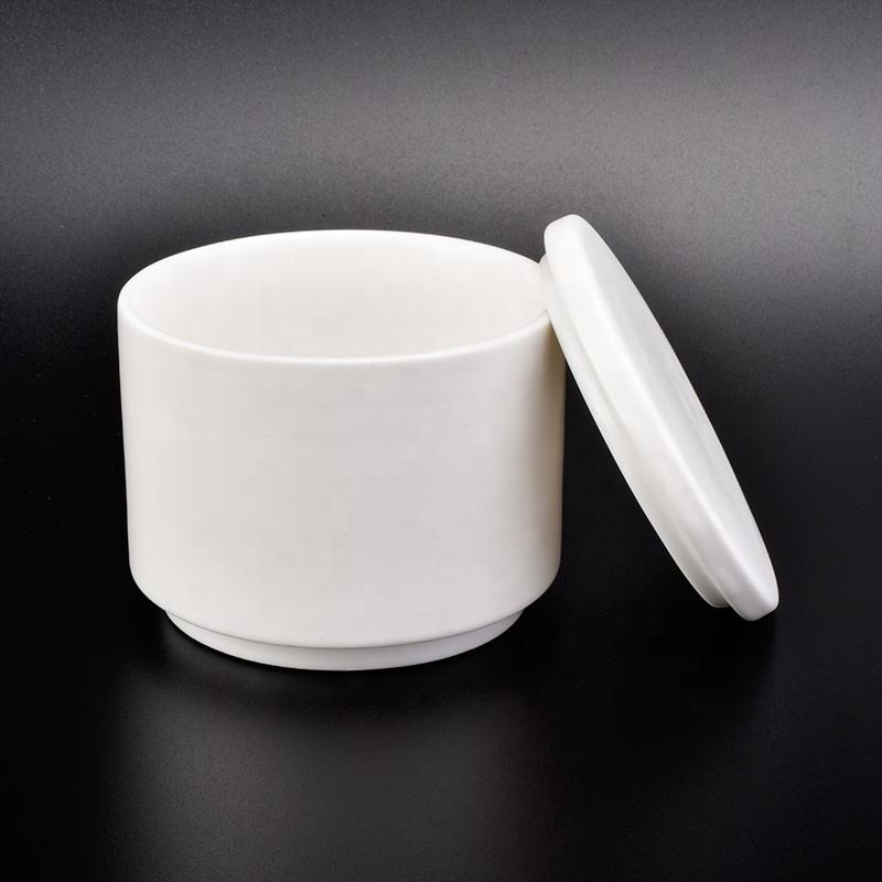 Matte White Ceramic Candle Jars With Lids