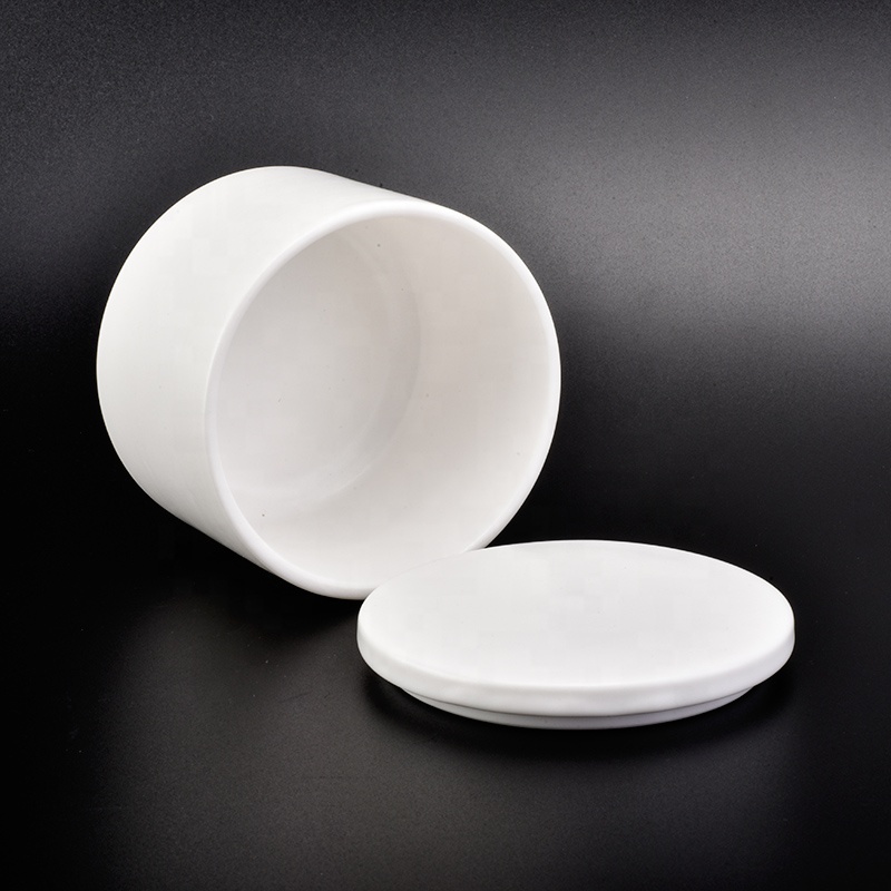 Matte White Ceramic Candle Jars With Lids