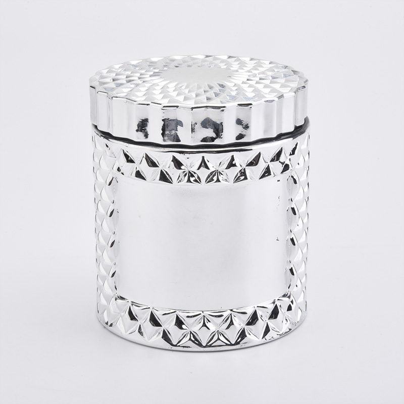 Luxury Silver Electroplating Candle Jar Glass For Wedding