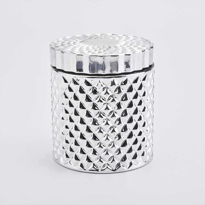 Luxury Silver Electroplating Candle Jar Glass For Wedding