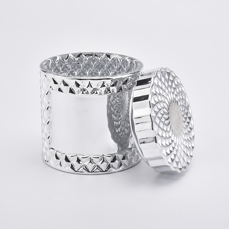 Luxury Silver Electroplating Candle Jar Glass For Wedding