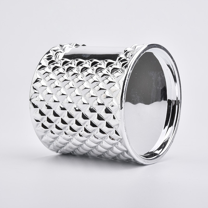Luxury Silver Electroplating Candle Jar Glass For Wedding