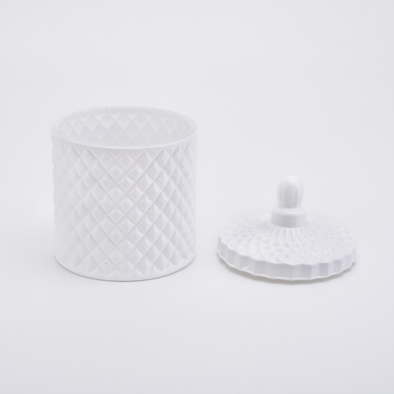 Matte White Geo Cut Luxury Glass Jar For Candle Making