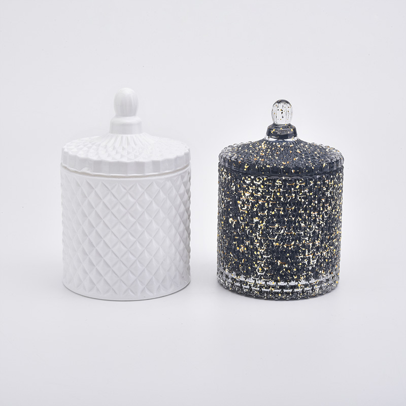 Matte White Geo Cut Luxury Glass Jar For Candle Making