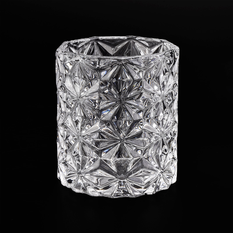 Luxury Diamond Geo Cut Cylinder Glass Candle Jars