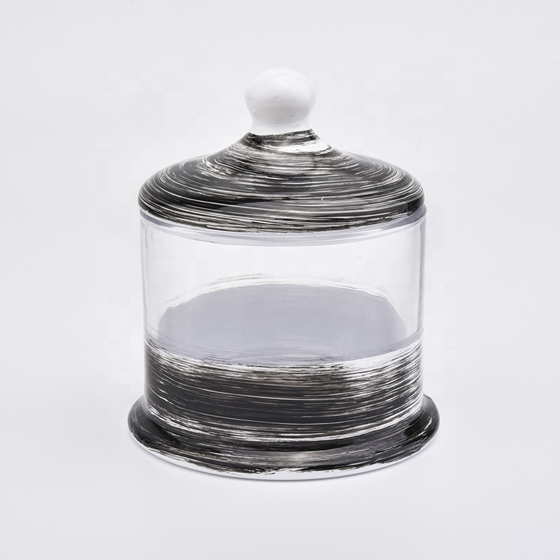 Handmade Decorative round Glass Candle jar with lid wholesales