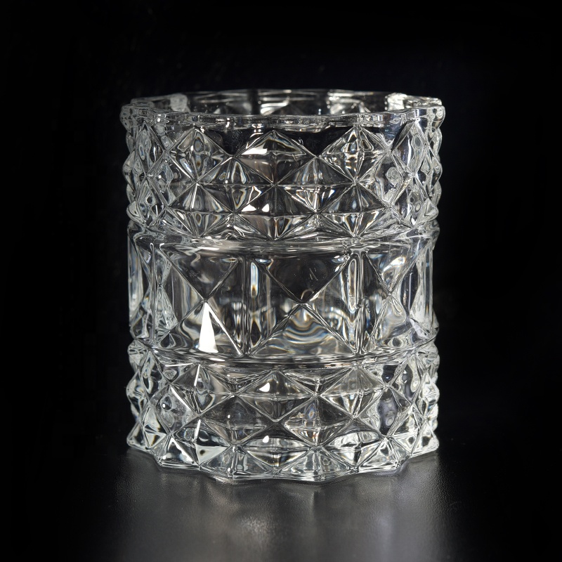 Crystal Embossed Glass Candle Jar