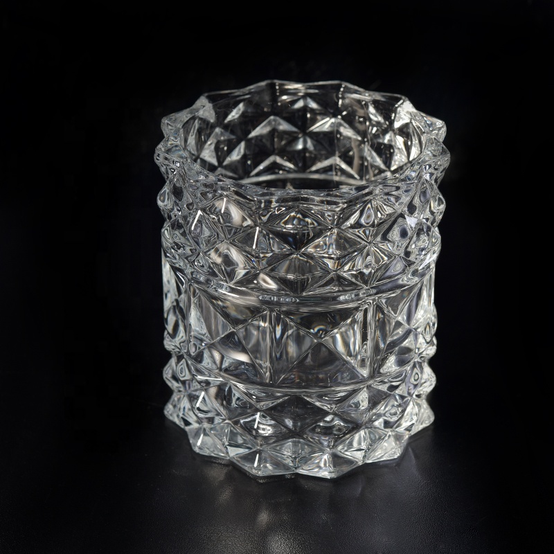 Crystal Embossed Glass Candle Jar