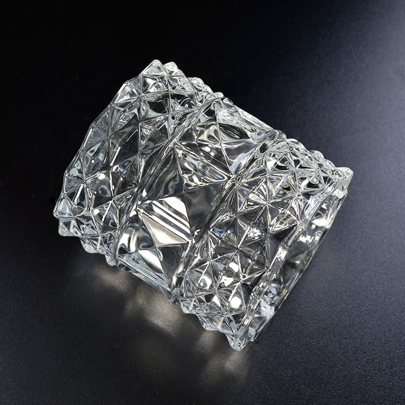Crystal Embossed Glass Candle Jar