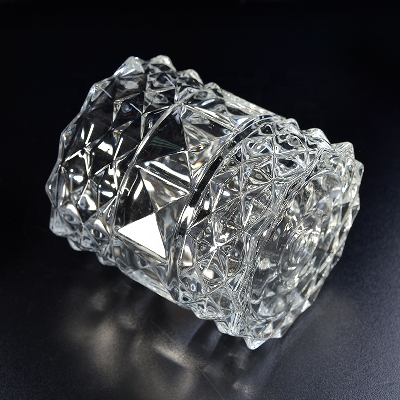 Crystal Embossed Glass Candle Jar