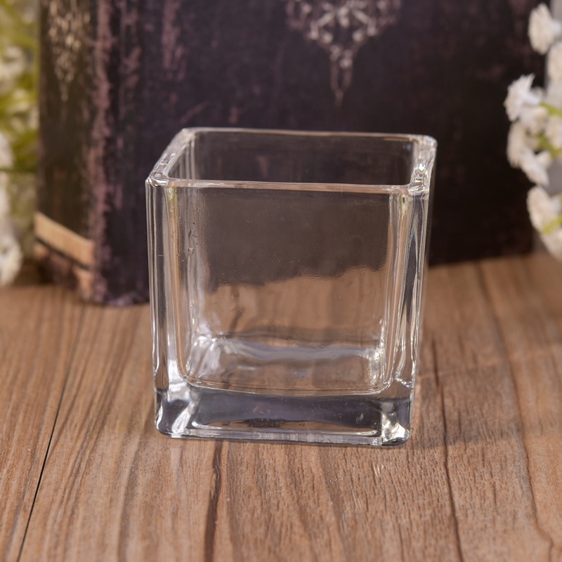 Clear Square Tealight Glass Candle Jar
