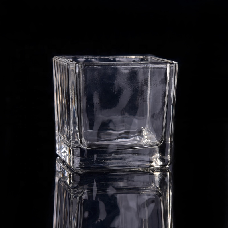 Clear Square Tealight Glass Candle Jar