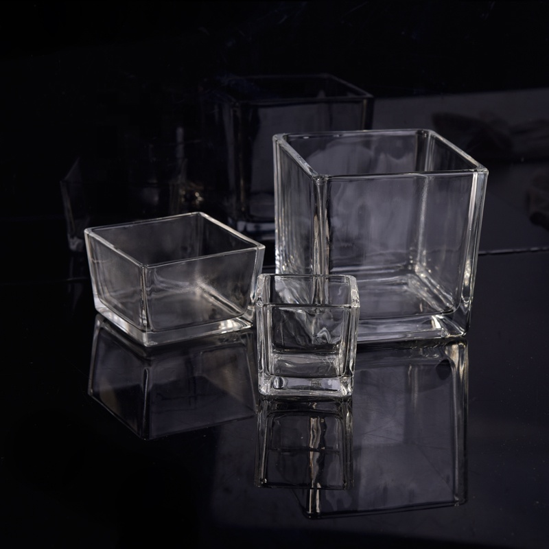 Clear Square Tealight Glass Candle Jar