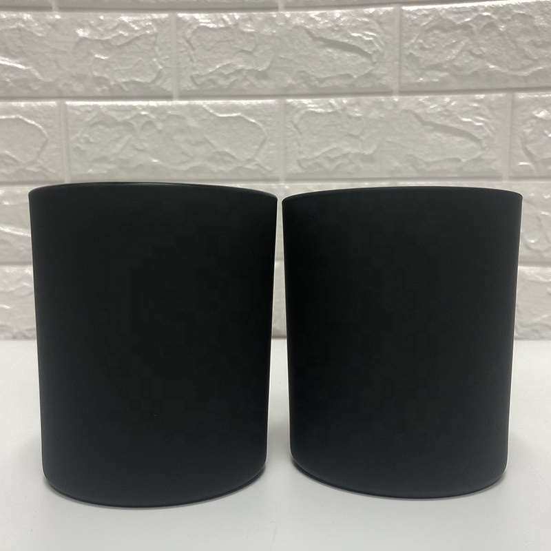 Luxury 300ml 400ml Matte Black Candle Glass Jars For Home Decor