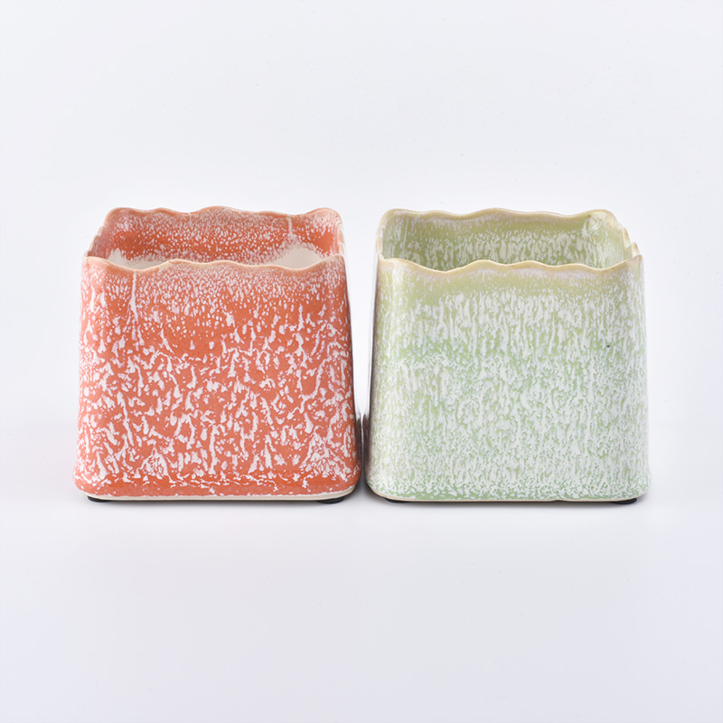 Square Candle Jar Ceramic For Home Decoration Scented Candles