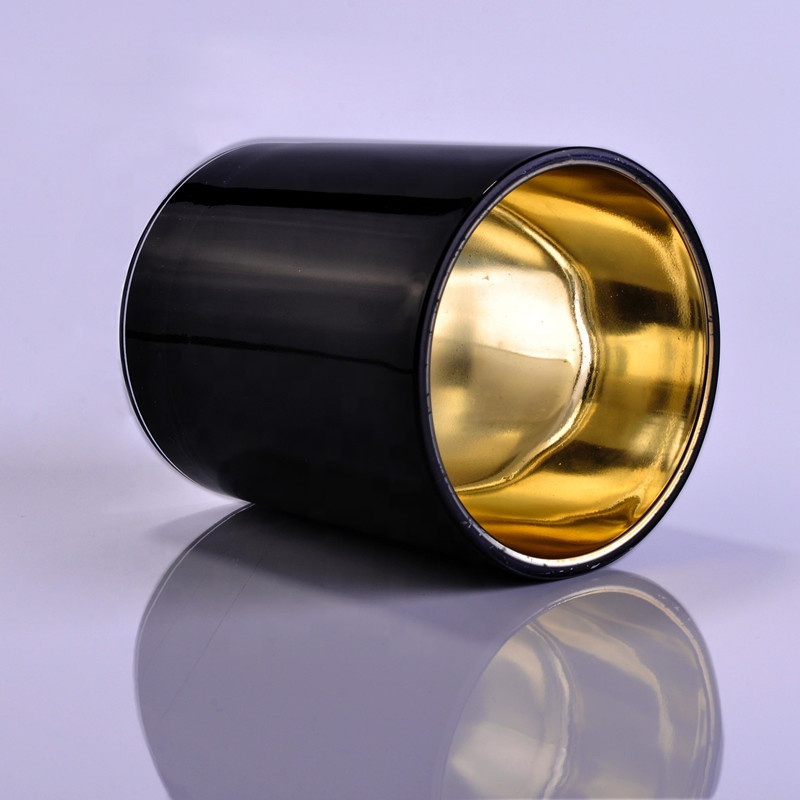 Luxury Inside Black and Gold Plating Glass Candle Jars