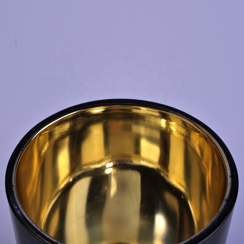 Luxury Inside Black and Gold Plating Glass Candle Jars